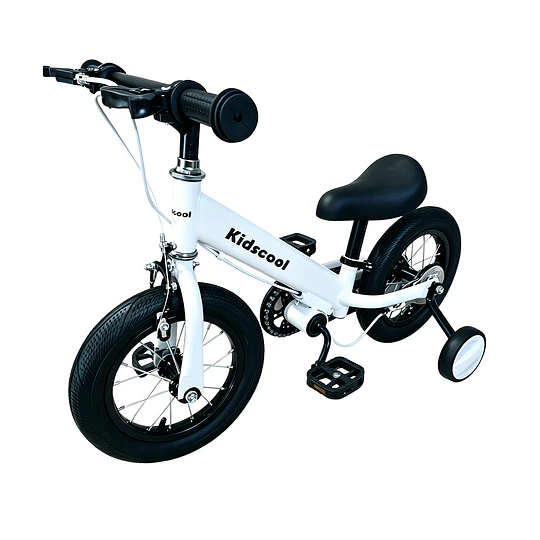 Bicicleta Infantil 2 en 1 Aro 12 Blanco Balance Pedales Rueditas