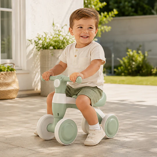 Correpasillos Infantil Mini Bicicleta Aprendizaje 4 Ruedas Verde