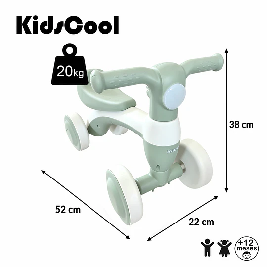 Correpasillos Infantil Mini Bicicleta Aprendizaje 4 Ruedas Verde