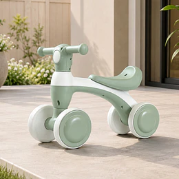 Correpasillos Infantil Mini Bicicleta Aprendizaje 4 Ruedas Verde- Preventa 20 de Octubre