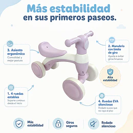 Correpasillos Infantil Mini Bicicleta Aprendizaje 4 Ruedas Rosado- Preventa 20 de Octubre