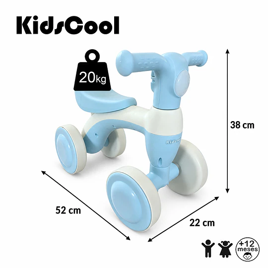 Correpasillos Infantil Mini Bicicleta Aprendizaje 4 Ruedas Azul