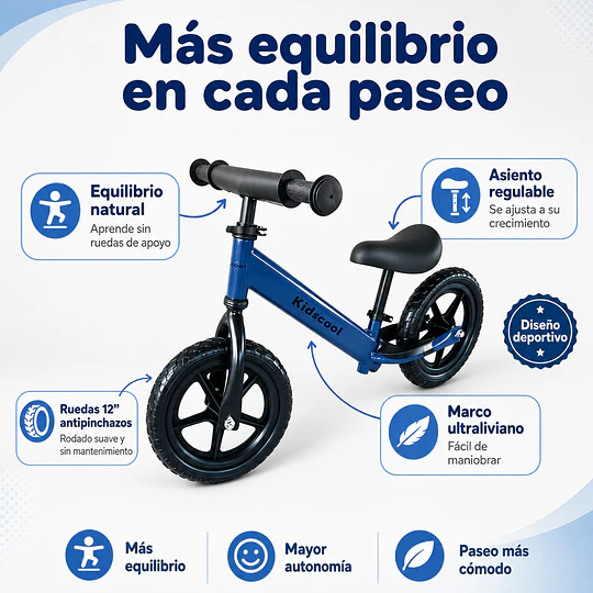 Bicicleta de Equilibrio y Aprendizaje Infantil Aro 12 Azul- Preventa 20 de Octubre