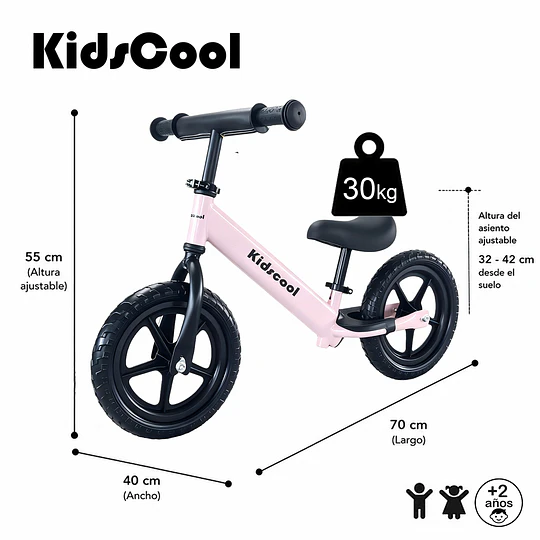 Bicicleta de Equilibrio y Aprendizaje Infantil Aro 12 Rosada