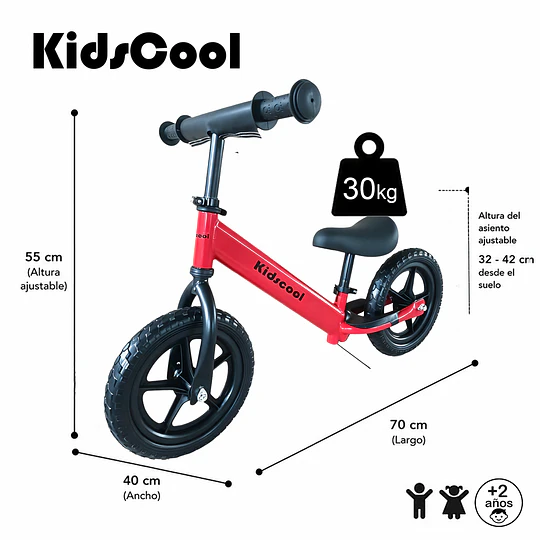 Bicicleta de Equilibrio y Aprendizaje Infantil Aro 12 Rojo