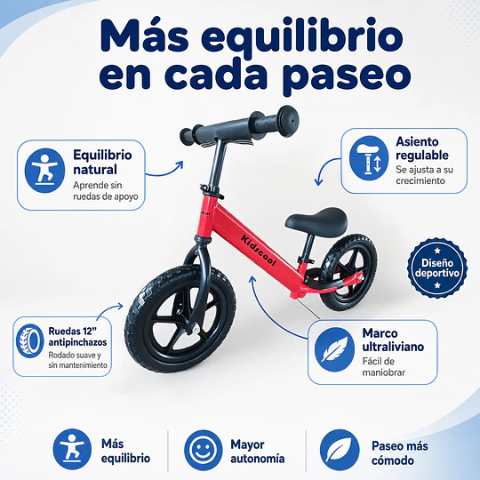 Bicicleta de Equilibrio y Aprendizaje Infantil Aro 12 Rojo
