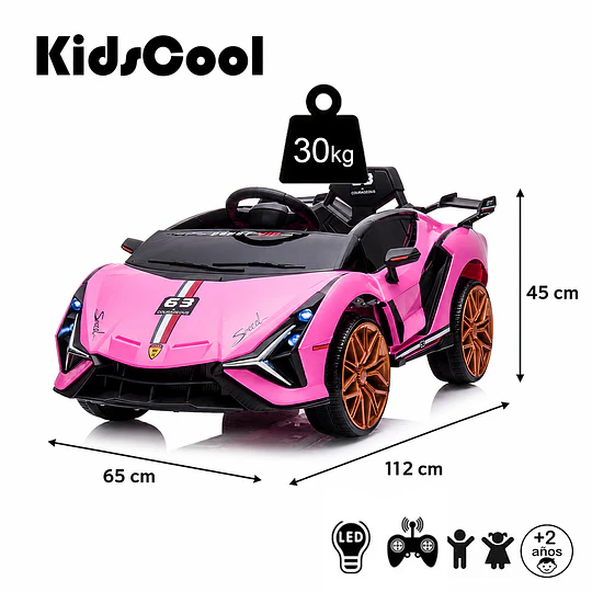 Auto a Batería Infantil Deportivo Rosado 12V Control Remoto