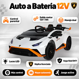 Auto a Batería Lamborghini Huracán Blanco 12V Control Remoto- Preventa 20 de Octubre