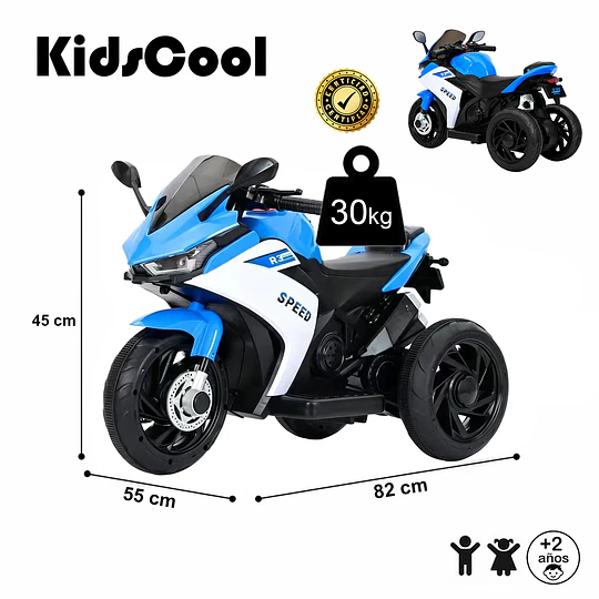  Moto Eléctrica Infantil 3 Ruedas Speed 6V Azul