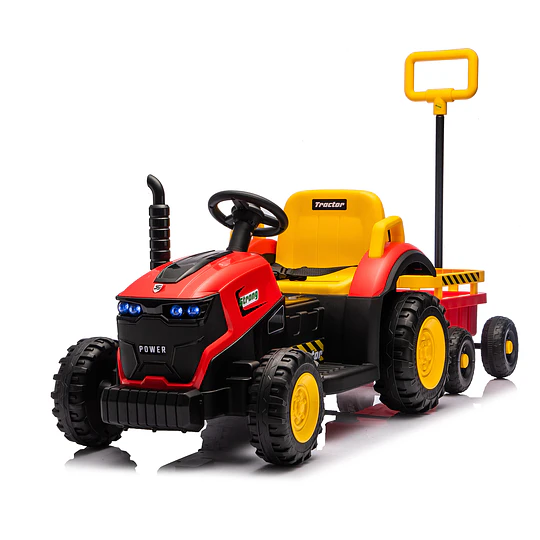 Tractor a Batería Infantil 12V Rojo con Carro y Control