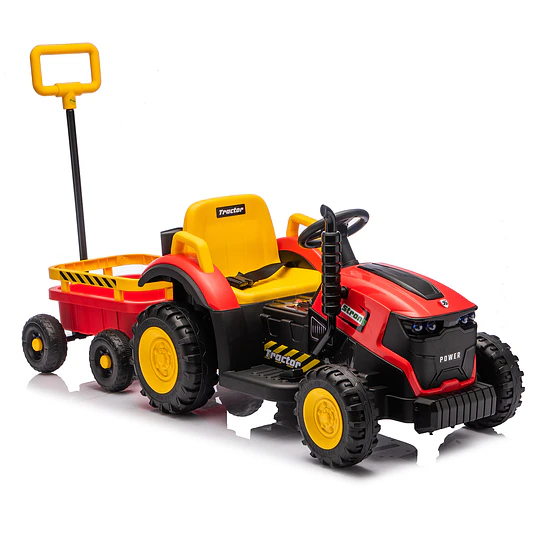 Tractor a Batería Infantil 12V Rojo con Carro y Control