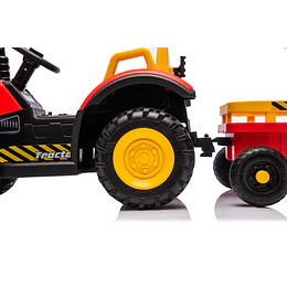 Tractor a Batería Infantil 12V Rojo con Carro y Control -Preventa 20 de Octubre