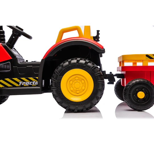 Tractor a Batería Infantil 12V Rojo con Carro y Control