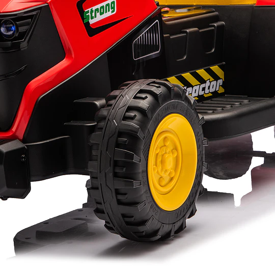 Tractor a Batería Infantil 12V Rojo con Carro y Control