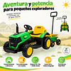 Tractor a Batería Infantil 12V Verde con Carro y Control