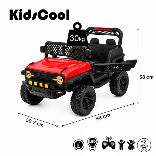 Auto a Batería Infantil Todoterreno Rojo 12V Control Remoto