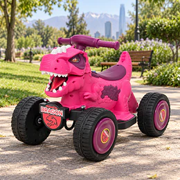 Cuatrimoto Eléctrica Infantil 12V Dino Rex Rosada -Preventa 20 de Octubre