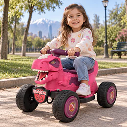 Cuatrimoto Eléctrica Infantil 12V Dino Rex Rosada -Preventa 20 de Octubre