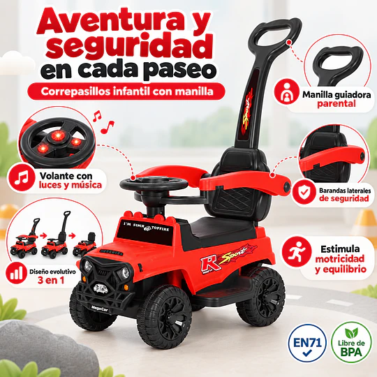 Correpasillos Infantil Todoterreno Manilla Parental Rojo  