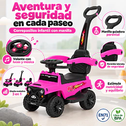 Correpasillos Infantil Todoterreno Manilla Parental Rosado -Preventa 20 de Octubre