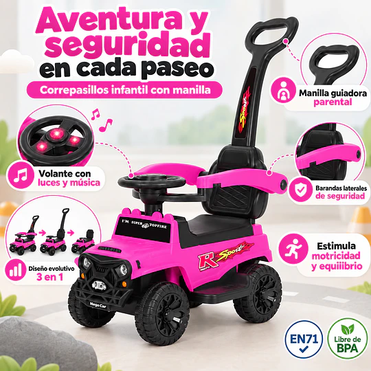 Correpasillos Infantil Todoterreno Manilla Parental Rosado  