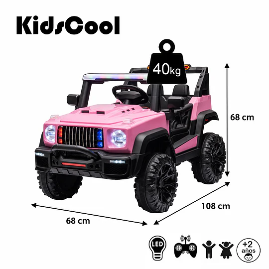 Auto a Batería Infantil Todoterreno Rosado 12V Control Remoto