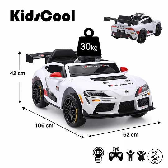 Auto Eléctrico Toyota GR Supra GT4 12V Blanco Licencia Oficial