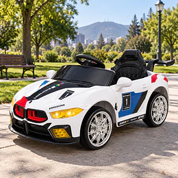 Auto Eléctrico Infantil Deportivo Racer 12V Blanco Kidscool- Preventa 20 de Octubre 