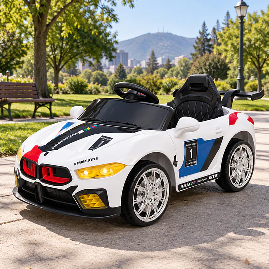 Auto Eléctrico Infantil Deportivo Racer 12V Blanco Kidscool