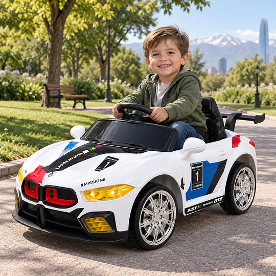 Auto Eléctrico Infantil Deportivo Racer 12V Blanco Kidscool