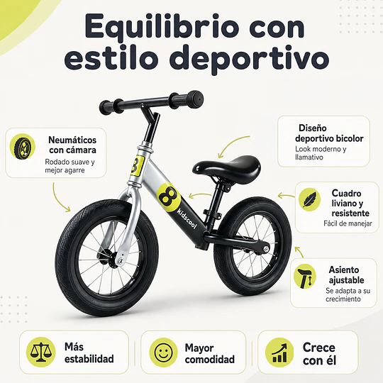 Bicicleta de Equilibrio y Aprendizaje Infantil Aro 12 Amarillo