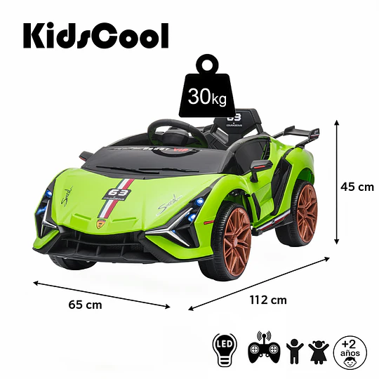 Auto a Batería Infantil Deportivo Verde 12V Control Remoto