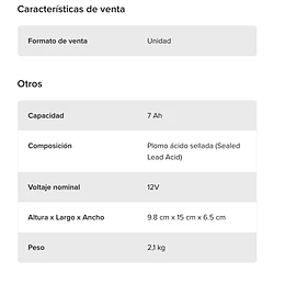 Batería Recargable Aroma 12v7ah 20hr Alarmas Juguetes Ups