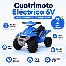 Cuatrimoto Eléctrica Infantil 4 Ruedas 6V Azul-Preventa 20 de Octubre