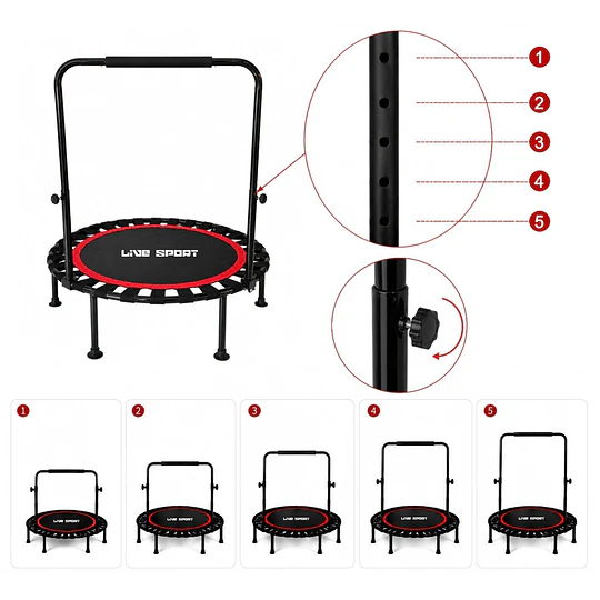 Trampolín Mini Tramp 40 Pulgadas (100 cm) con Manillar en U Ajustable Plegable