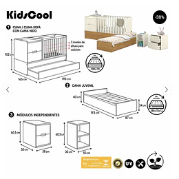 Cuna Multifunción con Cama Nido Formare Blanca Eco Wood Kidscool - Preventa 30 de Noviembre