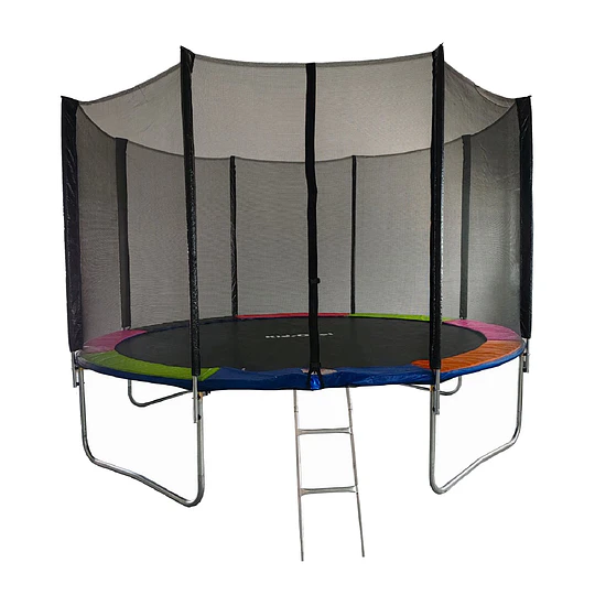 Cama Elástica Rainbow 14 Pies (4,27 m) Kidscool con Malla de Seguridad, Escalera y Sistema T-Bar- BOMBITA