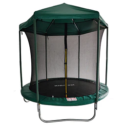 Cama Elástica Infantil 8 Pies (2,44m) Kidscool Verde con Techo Protector y Sistema T-Bar- BOMBITA