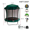 Cama Elástica Infantil 8 Pies (2,44m) Kidscool Verde con Techo Protector y Sistema T-Bar- BOMBITA