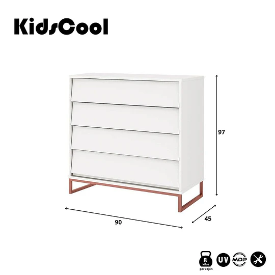 Cómoda Noah Design Blanco Base Cobre- BOMBITA