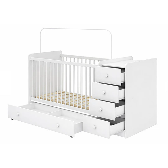 Cuna Con Comoda Y Cajonera Blanco Top Baby- BOMBITA