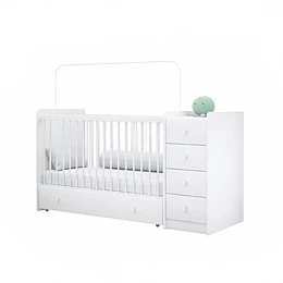 Cuna Con Comoda Y Cajonera Blanco Top Baby- BOMBITA