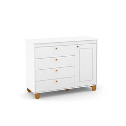 Cómoda Infantil Kidscool Zupi Blanco 4 Cajones Y Puerta- BOMBITA