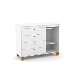 Cómoda Infantil Kidscool Zupi Blanco 4 Cajones Y Puerta- BOMBITA