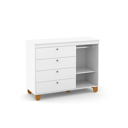 Cómoda Infantil Kidscool Zupi Blanco 4 Cajones Y Puerta- BOMBITA