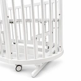 Cuna Mecedora Ovalada 5 Funciones Blanca Madera Kidscool con Colchón -Preventa 4 de noviembre