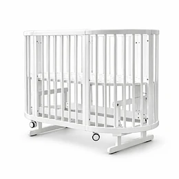 Cuna Mecedora Ovalada 5 Funciones Blanca Madera Kidscool con Colchón -Preventa 4 de noviembre
