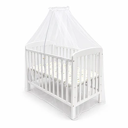 Cuna Plegable Con Ruedas Blanca Madera Maciza Kidscool Con Colchón Y Mosquitero -Preventa 04 de Noviembre