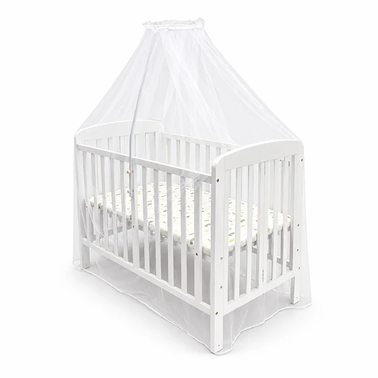 Cuna Plegable Con Ruedas Blanca Madera Maciza Kidscool Con Colchón Y Mosquitero -Preventa 04 de Noviembre