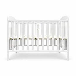 Cuna Plegable Con Ruedas Blanca Madera Maciza Kidscool Con Colchón Y Mosquitero -Preventa 04 de Noviembre